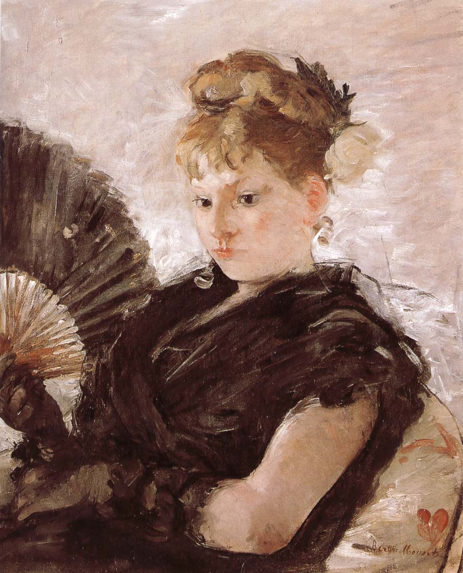 The woman holding a fan